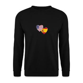USA American Spain Spanish Espana Flag Patriotic - Unisex Sweatshirt - black - Front - Alina (178cm) & Michal (187cm)