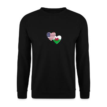 États-Unis Américain Pays de Galles Welsh Grande-Bretagne Drapeau - Sweat-shirt Unisexe - noir - Devant - Alina (178cm) & Michal (187cm)