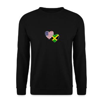 USA Amerikanisch Jamaika Jamaikanische Flagge Patriotisch - Unisex Pullover - Schwarz - Vorne - Alina (178cm) & Michal (187cm)