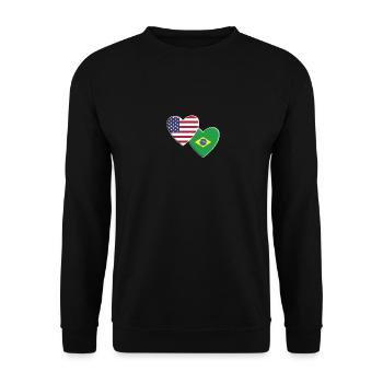 USA American Brazil Brazilian Flag Patriotic - Unisex Sweatshirt - black - Front - Alina (178cm) & Michal (187cm)