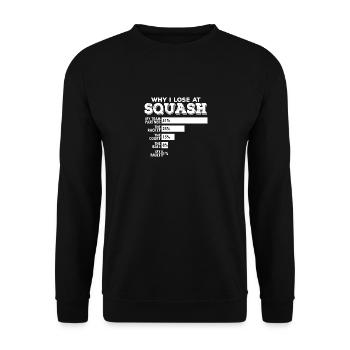 Squash Double Pourquoi Je Perds Jeu De Mots Drôle Dire Squash - Sweat-shirt Unisexe - noir - Devant - Alina (178cm) & Michal (187cm)