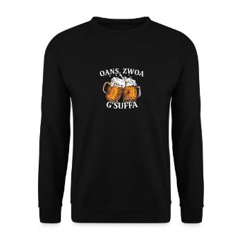Beer Drinking Oans Zwoa G'suffa German Fest - Unisex Pullover - Schwarz - Vorne - Alina (178cm) & Michal (187cm)