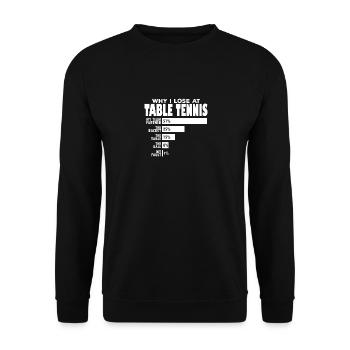 Tennis de table Double Pourquoi Je Perds Drôle Jeu De Mots Dicton - Sweat-shirt Unisexe - noir - Devant - Alina (178cm) & Michal (187cm)