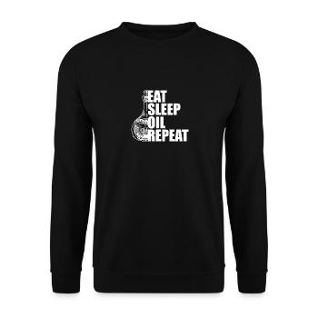 Manger de l’huile de sommeil Massagiste répété - Sweat-shirt Unisexe - noir - Devant - Alina (178cm) & Michal (187cm)