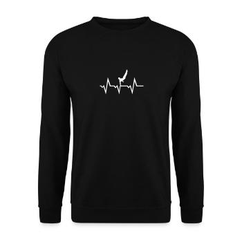 Turnen EKG Herzschlag, Turner - Unisex Pullover - Schwarz - Vorne - Alina (178cm) & Michal (187cm)