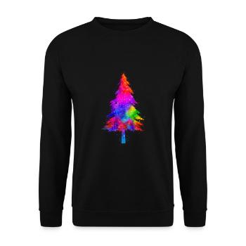 Christmas tree colorful watercolors gift idea - Unisex Sweatshirt - black - Front - Alina (178cm) & Michal (187cm)