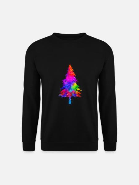 Weihnachtsbaum bunt Wasserfarben Geschenkidee - Unisex Pullover - Schwarz