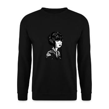 Hand-drawn geisha in vintage style - Unisex Sweatshirt - black - Front - Alina (178cm) & Michal (187cm)