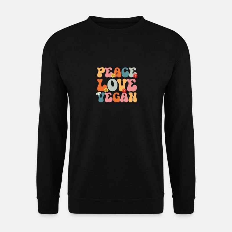 Vegan Peace Love Retro Vegetarian - Unisex Pullover - Schwarz