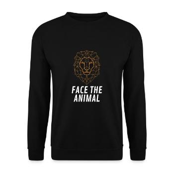 Face the Animal Lion - Unisex Sweatshirt - black - Front - Alina (178cm) & Michal (187cm)