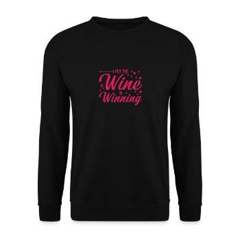 Wine I Put The Wine In Winning - Unisex Pullover - Schwarz - Vorne - Alina (178cm) & Michal (187cm)