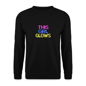 80's This Girl Glows Retro Neon Party - Unisex Sweatshirt - black - Front - Alina (178cm) & Michal (187cm)