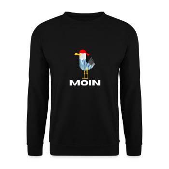 Moin Möwe Deutsch Geschenk - Unisex Pullover - Schwarz - Vorne - Alina (178cm) & Michal (187cm)