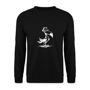 Un bec d’oiseau étrange rencontre de grands yeux - Sweat-shirt Unisexe - noir - Devant - Alina (178cm) & Michal (187cm)