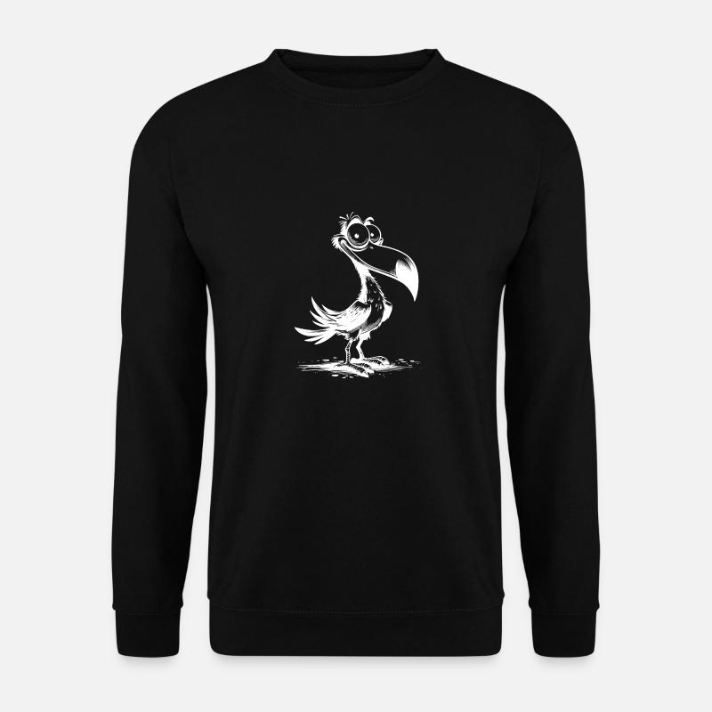 Schräger Vogel Schnabel trifft große Augen - Unisex Pullover - Schwarz