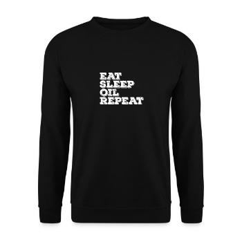 Manger de l’huile de sommeil Massagiste répété - Sweat-shirt Unisexe - noir - Devant - Alina (178cm) & Michal (187cm)