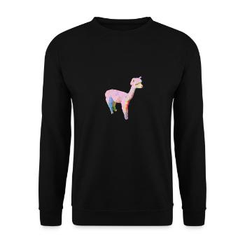 Alpaka, Llama, lama, rosa,graffiti,bunt - Unisex Pullover - Schwarz - Vorne - Alina (178cm) & Michal (187cm)