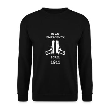 In an Emergency I Call 1911 Colt Coole Sprüche 45 - Unisex Sweatshirt - black - Front - Alina (178cm) & Michal (187cm)