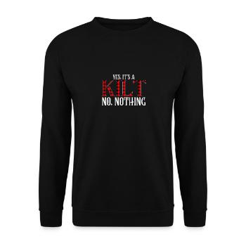 It's A Kilt No Pant Nothing Scottish Kilts - Unisex Pullover - Schwarz - Vorne - Alina (178cm) & Michal (187cm)
