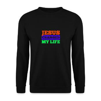 Jésus a changé ma vie Christ dévot Jésus - Sweat-shirt Unisexe - noir - Devant - Alina (178cm) & Michal (187cm)