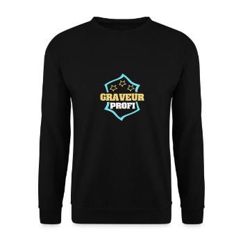Gift for Engraver - Unisex Sweatshirt - black - Front - Alina (178cm) & Michal (187cm)