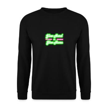 Glow Hard or Glow Home 80's Party - Unisex Pullover - Schwarz - Vorne - Alina (178cm) & Michal (187cm)