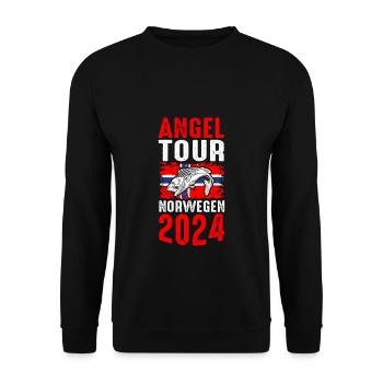 Angeltour Norwegen Angelteam Angelausflug Natur Fi - Unisex Pullover - Schwarz - Vorne - Alina (178cm) & Michal (187cm)