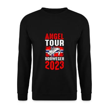 Angeltour Norwegen Angelteam Angelausflug Natur Fi - Unisex Pullover - Schwarz - Vorne - Alina (178cm) & Michal (187cm)