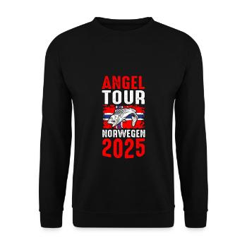 Angeltour Norwegen Angelteam Angelausflug Natur Fi - Unisex Pullover - Schwarz - Vorne - Alina (178cm) & Michal (187cm)