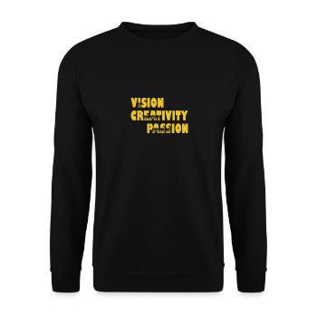 Vision Creativity Passion Adult Joke - Unisex Sweatshirt - black - Front - Alina (178cm) & Michal (187cm)