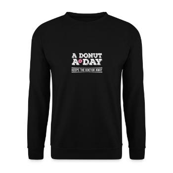 Donut A Day Funny Sugar Doctor Sweets - Unisex Pullover - Schwarz - Vorne - Alina (178cm) & Michal (187cm)