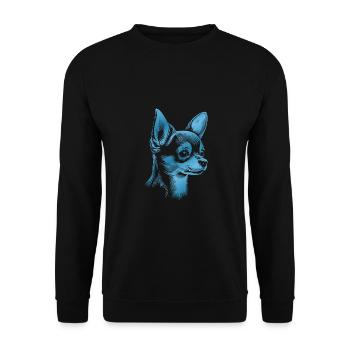 Chihuahua, Shorthair, Dog Head, Drawing Blue - Unisex Sweatshirt - black - Front - Alina (178cm) & Michal (187cm)