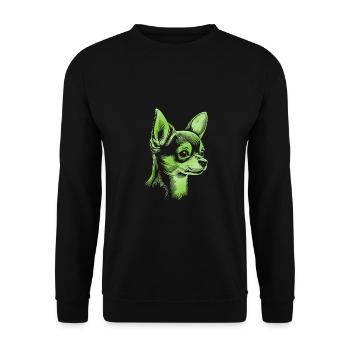 Chihuahua, Shorthair, Dog Head, Drawing Green - Unisex Sweatshirt - black - Front - Alina (178cm) & Michal (187cm)