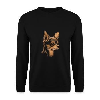 Chihuahua, Shorthair, Dog Head, Drawing bronze - Unisex Sweatshirt - black - Front - Alina (178cm) & Michal (187cm)