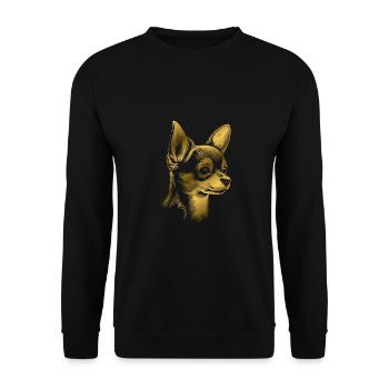 Chihuahua, shorthair, dog head, drawing gold - Unisex Sweatshirt - black - Front - Alina (178cm) & Michal (187cm)