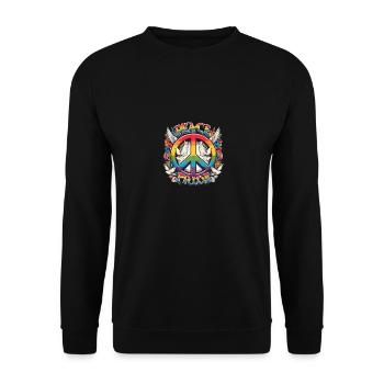 Peace Love Pride Rainbow Design - Unisex Pullover - Schwarz - Vorne - Alina (178cm) & Michal (187cm)