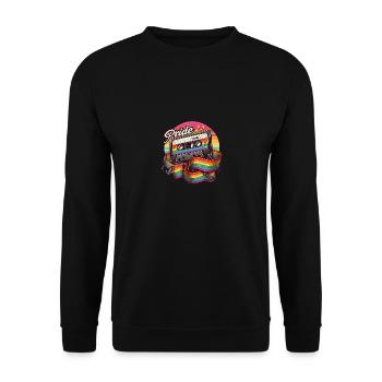Pride Tunes Retro Cassette Rainbow Design - Unisex Pullover - Schwarz - Vorne - Alina (178cm) & Michal (187cm)