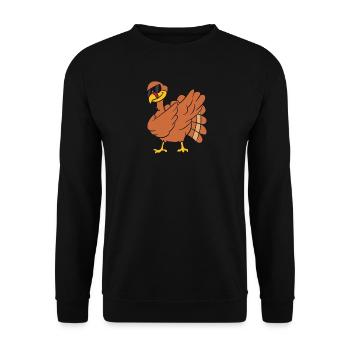 Truthahn - Dab, dabbing, dabben, tanzen - Unisex Pullover - Schwarz - Vorne - Alina (178cm) & Michal (187cm)