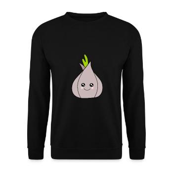 Kawaii Gemüse Zwiebel Knoblauch lustige Geschenke - Unisex Pullover - Schwarz - Vorne - Alina (178cm) & Michal (187cm)