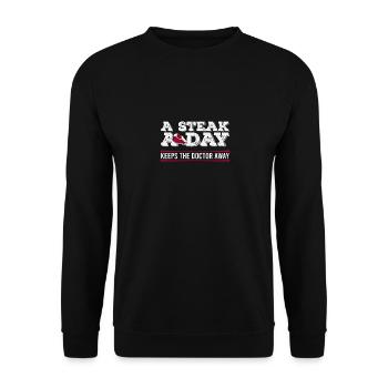 Steak A Day Funny Diet Anti-Vegan - Unisex Sweatshirt - black - Front - Alina (178cm) & Michal (187cm)