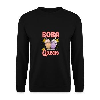Boba Queen Graphic Tea Lover Tea Drinker Tea Brewi - Unisex Pullover - Schwarz - Vorne - Alina (178cm) & Michal (187cm)