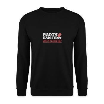 Bacon A Day Funny Diet Anti-Vegan - Unisex Sweatshirt - black - Front - Alina (178cm) & Michal (187cm)