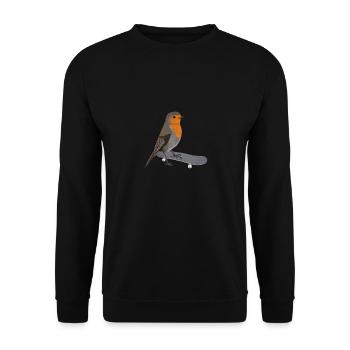 Robin Skateboard Bird Skating Funny Animal - Unisex Sweatshirt - black - Front - Alina (178cm) & Michal (187cm)