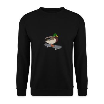Duck Skateboard Bird Skating Funny Animal - Unisex Sweatshirt - black - Front - Alina (178cm) & Michal (187cm)