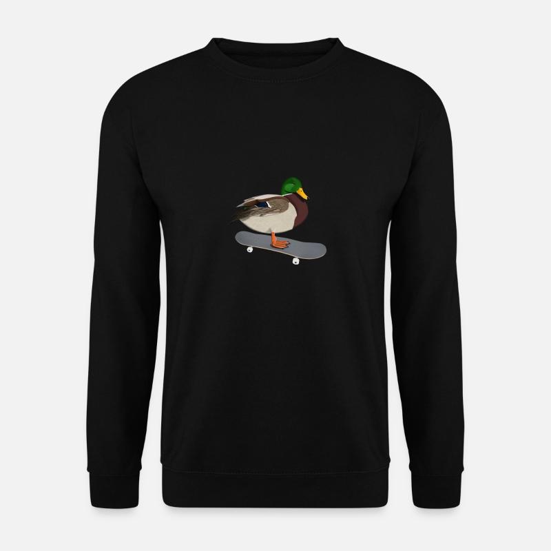 Ente Skateboard Vogel Skaten Lustiges Tier - Unisex Pullover - Schwarz