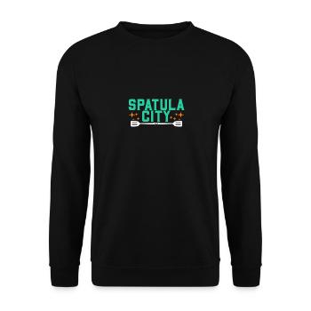 Spatula City Chef Food Professional Baker - Unisex Sweatshirt - black - Front - Alina (178cm) & Michal (187cm)