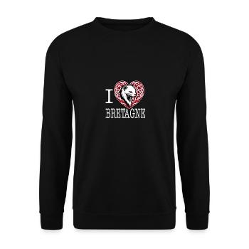 I Love Bretagne Hermine Tribale Redlight - Unisex Sweatshirt - black - Front - Alina (178cm) & Michal (187cm)