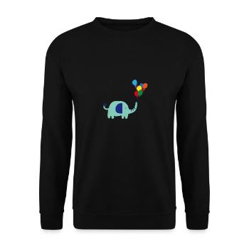 der kleine Elefant mit einem Strauß an Luftballons - Unisex Pullover - Schwarz - Vorne - Alina (178cm) & Michal (187cm)