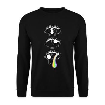 Psychedelische Augen mit Regenbogen, Eyecatcher - Unisex Pullover - Schwarz - Vorne - Alina (178cm) & Michal (187cm)