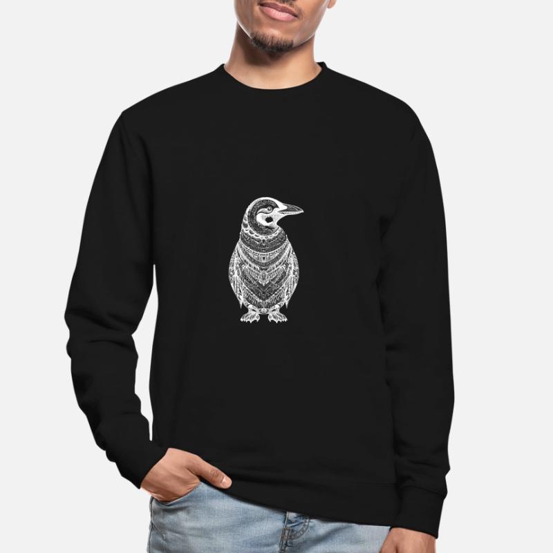 Cool penguin with boho ethno patterns in white Unisex Sweatshirt